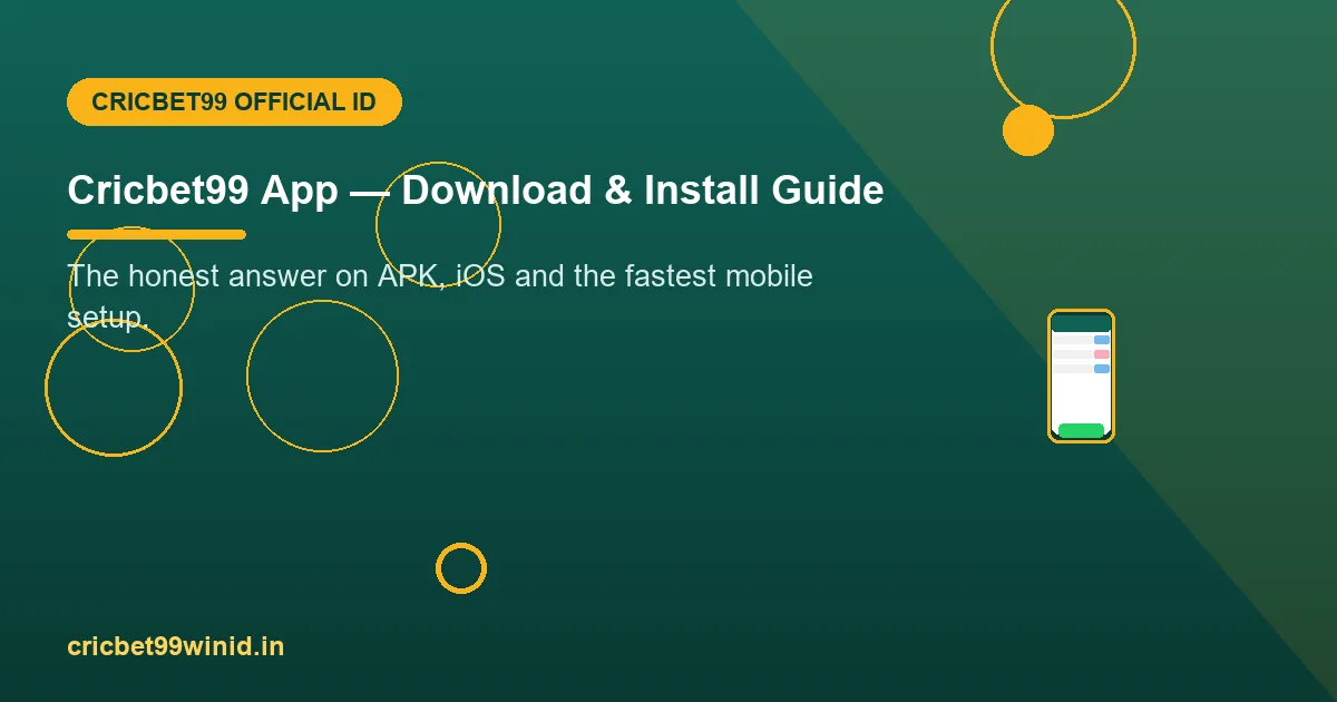 Cricbet99 app download guide banner with phone illustration