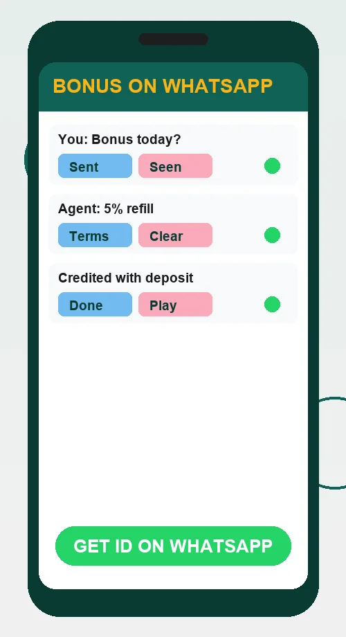 WhatsApp chat showing a bonus being confirmed and credited