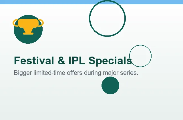 Festival and IPL special offers card with trophy illustration