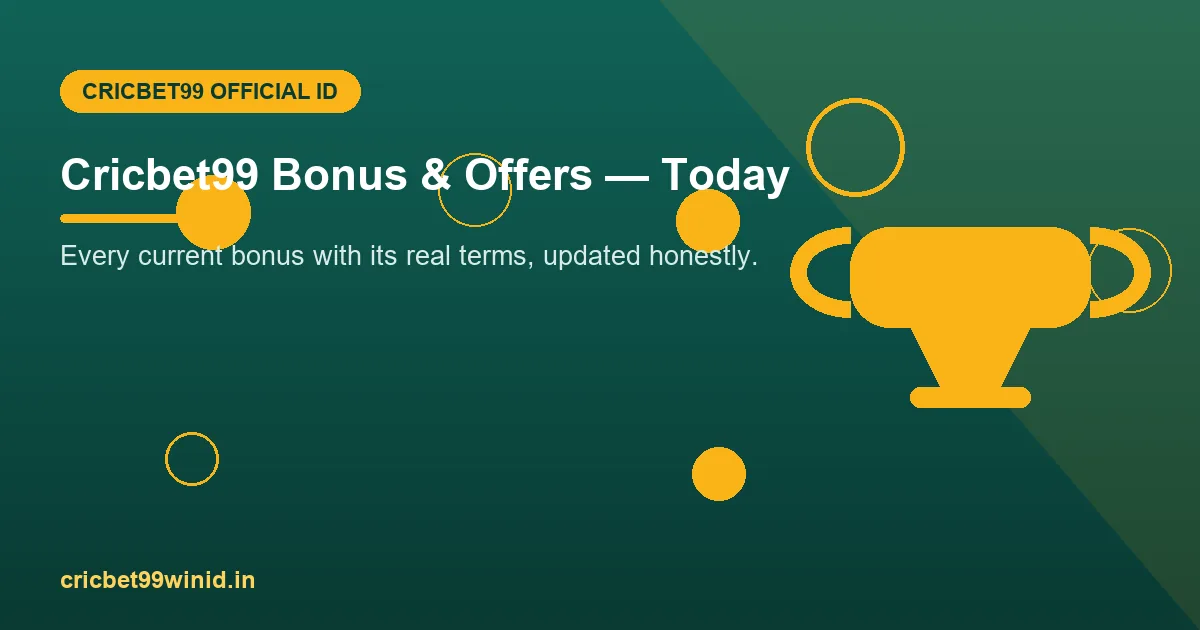 Cricbet99 bonus offers banner with gold trophy