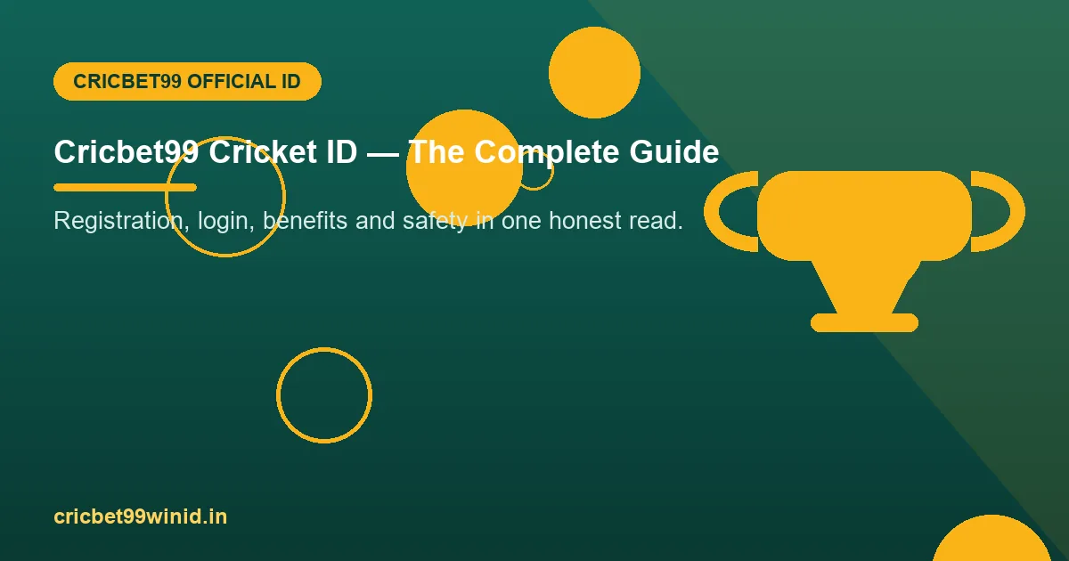 Cricket ID complete guide banner with trophy illustration