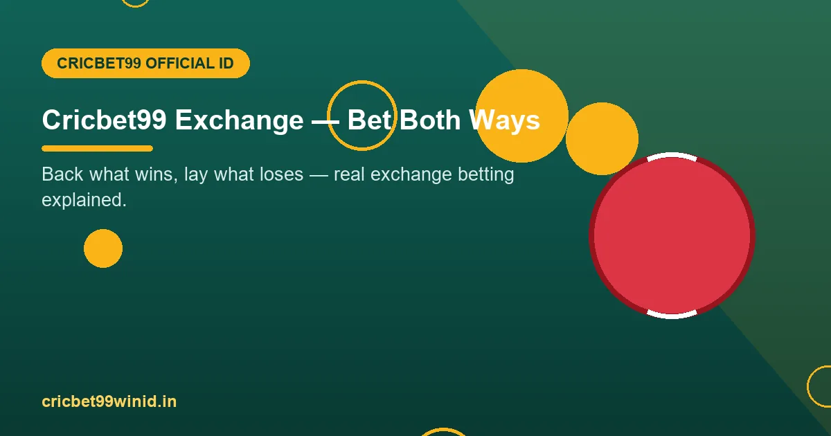 Cricbet99 exchange banner with cricket ball on teal gradient
