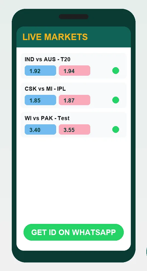 Mobile view of live Cricbet99 exchange markets with back and lay buttons