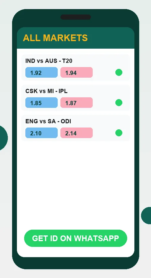 Mobile screen showing all Cricbet99 markets
