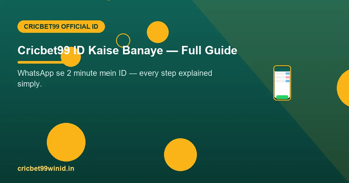 Cricbet99 ID kaise banaye guide banner phone illustration ke saath