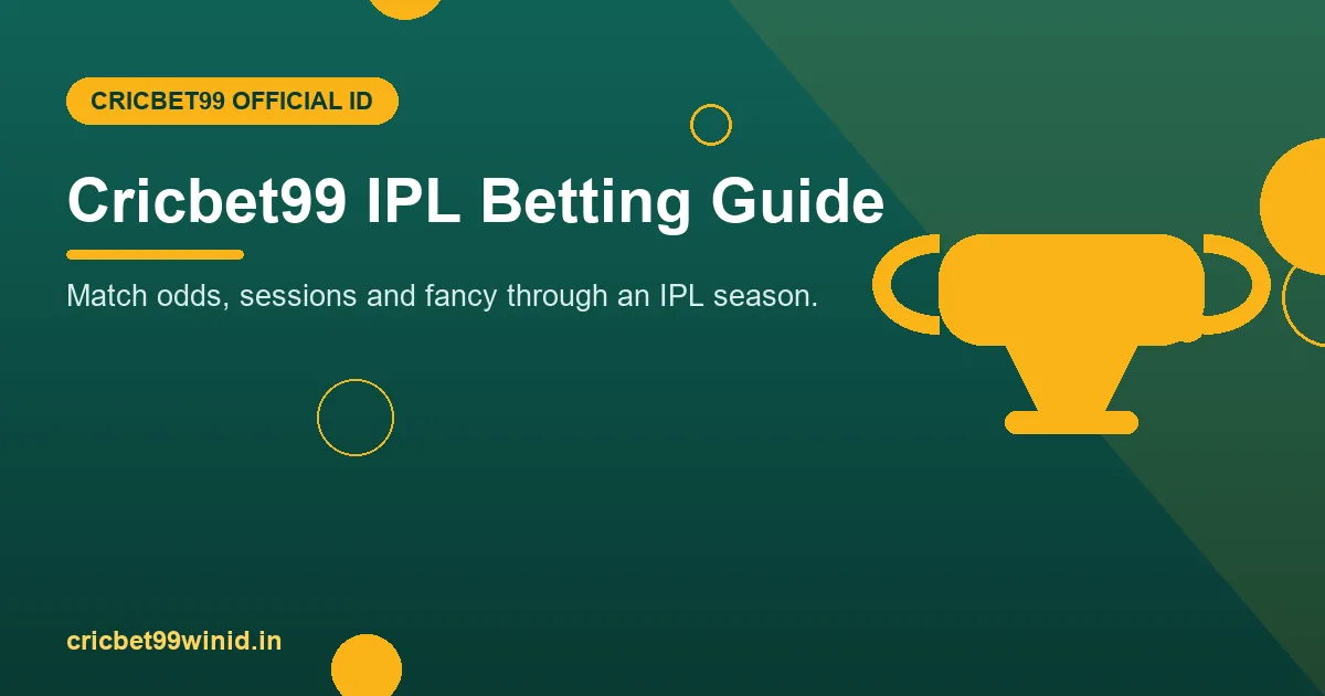 IPL betting guide banner with trophy illustration