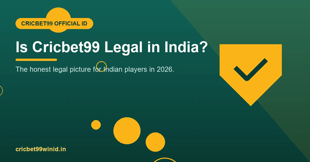 Is Cricbet99 legal in India guide banner with shield illustration