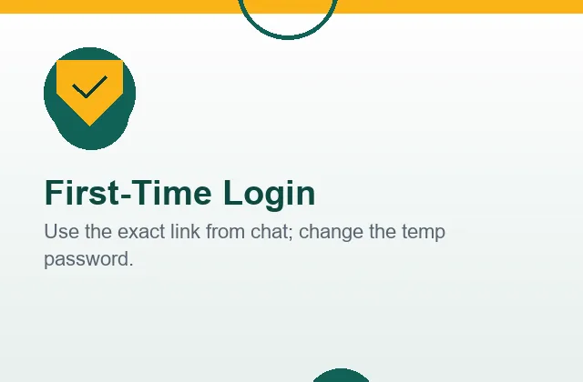 First time login card with shield illustration