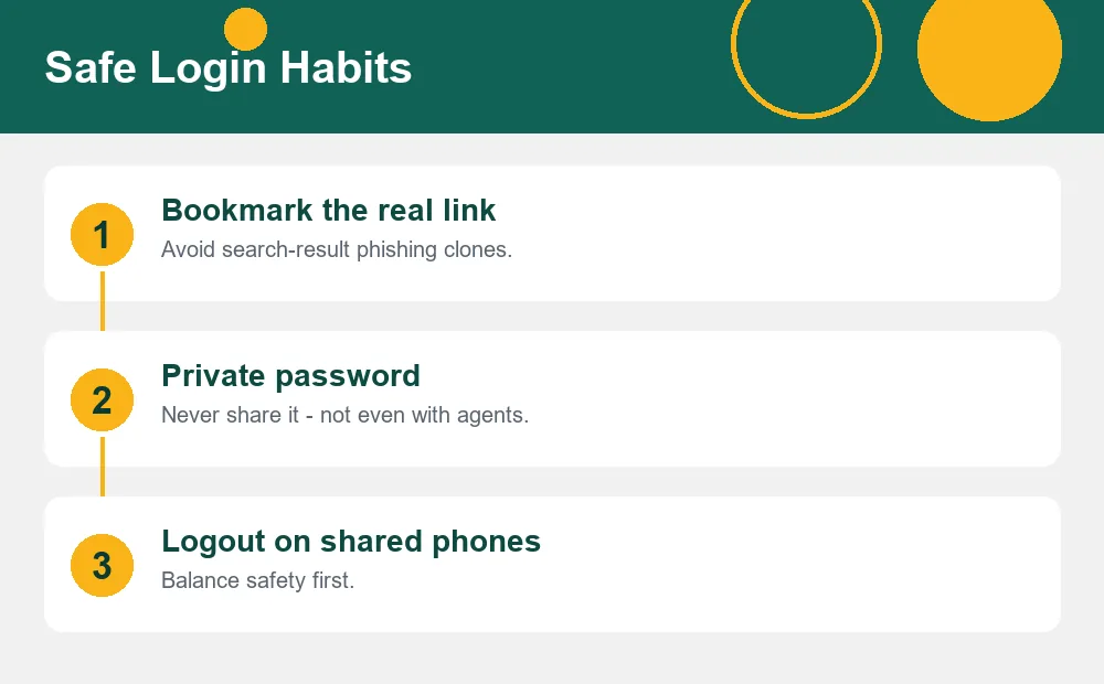 Safe login habits diagram