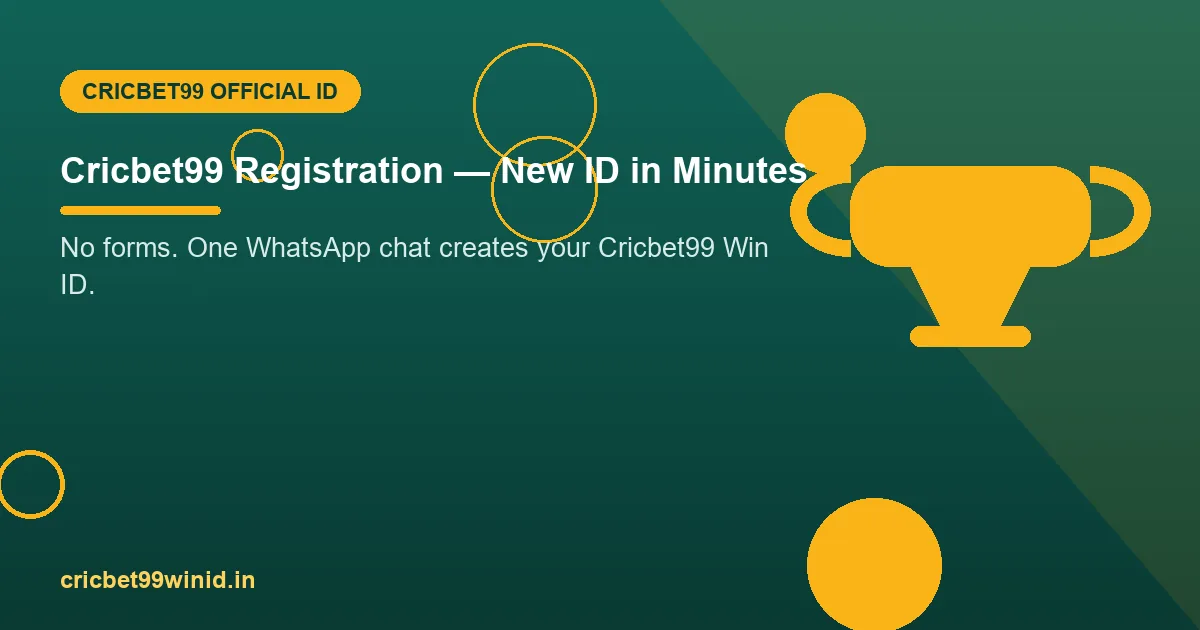 Cricbet99 registration banner with gold trophy illustration