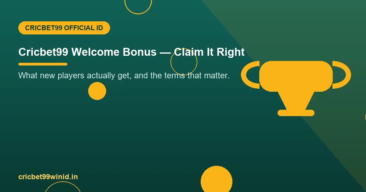 Welcome bonus guide banner with trophy illustration