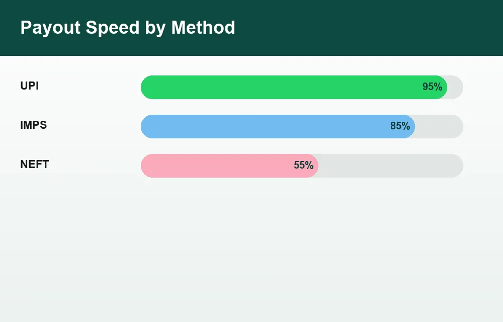 Chart of payout speed by method with UPI fastest